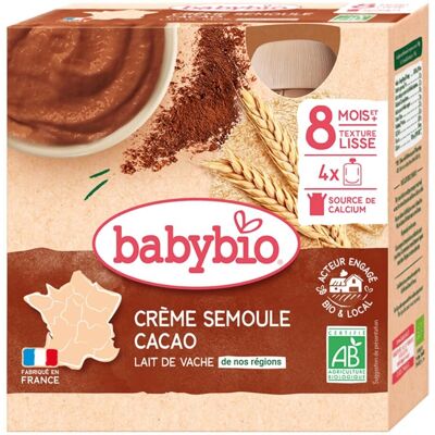 Babybio Dessert Semoule au Cacao Bio - 8 Mois - 4x85g - Publicité Babybio Dessert Semoule au Cacao Bio - 8 Mois - 4x85g - Publicité