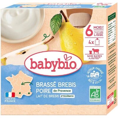 Gourde de bébé bio à la poire et au lait de brebis Babybio - Publicité Gourde de bébé bio à la poire et au lait de brebis Babybio - Publicité
