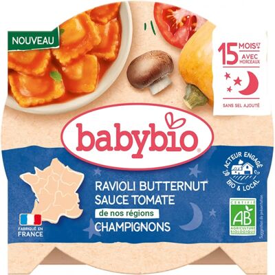 Babybio Raviolis à la Butternut, Tomates Régionaux & Champignons - 190g - Publicité Babybio Raviolis à la Butternut, Tomates Régionaux & Champignons - 190g - Publicité