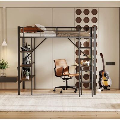 WISHDOR - Letto a soppalco con scrivania - 90x200 cm - DeskShelves - Bed WISHDOR - Letto a soppalco con scrivania - 90x200 cm - DeskShelves - Bed
