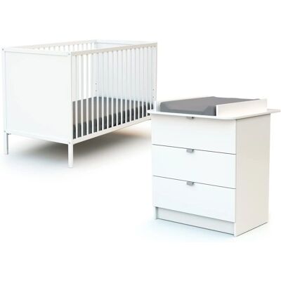 Webaby Lit et Commode à Langer - Blanc - Publicité Webaby Lit et Commode à Langer - Blanc - Publicité