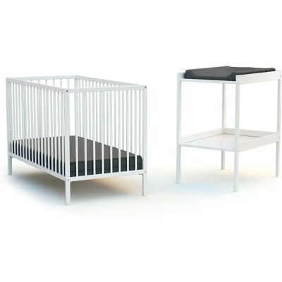 Ensemble Lit Bébé et Table à Langer AT4 - 60x120cm, Blanc - Publicité Ensemble Lit Bébé et Table à Langer AT4 - 60x120cm, Blanc - Publicité
