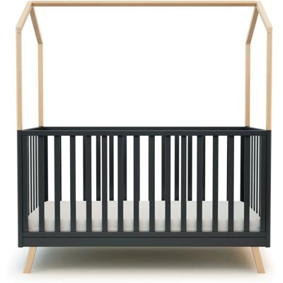 AT4 Lit de Cabane Convertible Bébé en Hêtre/Graphite - Modèle Enfant - Publicité AT4 Lit de Cabane Convertible Bébé en Hêtre/Graphite - Modèle Enfant - Publicité