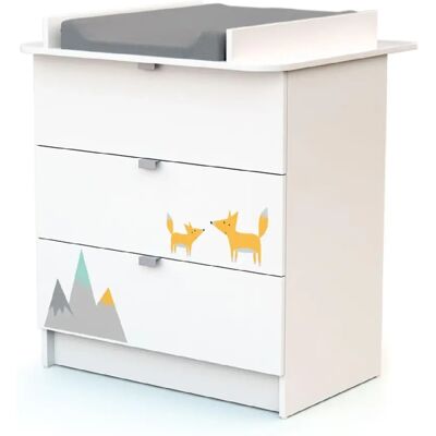 Commode à langer Webaby Renard - 3 tiroirs Blanc - Publicité Commode à langer Webaby Renard - 3 tiroirs Blanc - Publicité