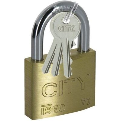 Serrure à cadenas Iseo City en laiton nickelé - Personnalisable, Automatique, Corps en laiton massif - Publicité Serrure à cadenas Iseo City en laiton nickelé - Personnalisable, Automatique, Corps en laiton massif - Publicité