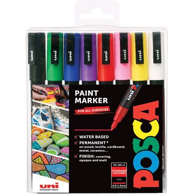Posca Mehrfarbige Marker-Set - Feinspitze - 8 Stück - Vielseitiges Zeichenmaterial Posca Mehrfarbige Marker-Set - Feinspitze - 8 Stück - Vielseitiges Zeichenmaterial