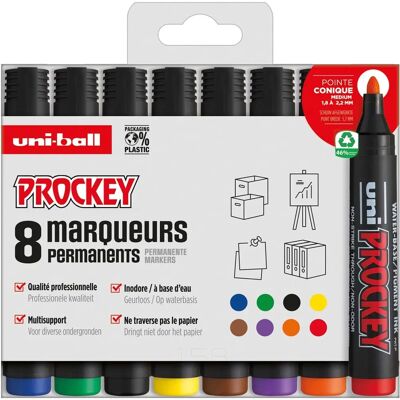 Uni-Ball PROCKEY Permanentmarker-Set - Verschiedene Farben - 8 Stück Uni-Ball PROCKEY Permanentmarker-Set - Verschiedene Farben - 8 Stück