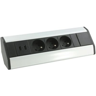 Arlux Lighting Arev - Extensión de enchufe - 3 tomas, 2 USB Arlux Lighting Arev - Extensión de enchufe - 3 tomas, 2 USB