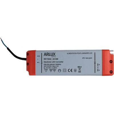 ARLUX Alimentatore LED 24V 60W 2.5A - per strisce LED fino a 6m ARLUX Alimentatore LED 24V 60W 2.5A - per strisce LED fino a 6m