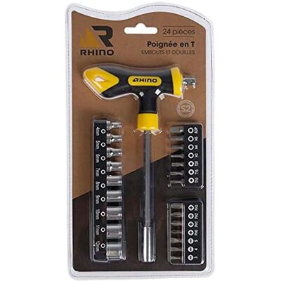 RHINO - Destornillador de T - 24x brocas - roscas 9 1/4'' - Juego de destornilladores RHINO - Destornillador de T - 24x brocas - roscas 9 1/4'' - Juego de destornilladores