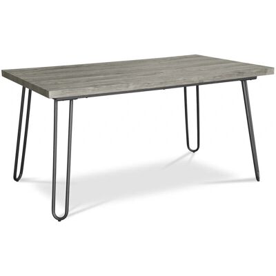 PRIVATEFLOOR Mesa de comedor Hairpin 150x90 - Madera y metal - Gris PRIVATEFLOOR Mesa de comedor Hairpin 150x90 - Madera y metal - Gris