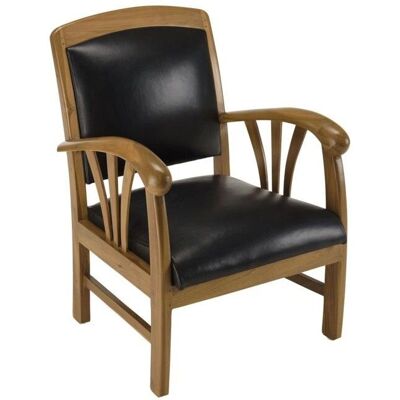 MACABANE Eris Teakhouten Lederen Fauteuil MACABANE Eris Teakhouten Lederen Fauteuil