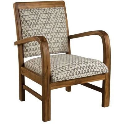 Macabane Eris - Teakhouten fauteuil met groene stof - 61x80.5x63 cm Macabane Eris - Teakhouten fauteuil met groene stof - 61x80.5x63 cm