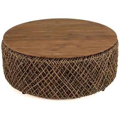 Macabane ALIDA - Table basse ronde en teck recyclé - Style tropical - Publicité Macabane ALIDA - Table basse ronde en teck recyclé - Style tropical - Publicité