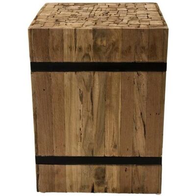 MACABANE Suzy - Table d'appoint carrée 34x34cm teck recyclé et métal - Publicité MACABANE Suzy - Table d'appoint carrée 34x34cm teck recyclé et métal - Publicité