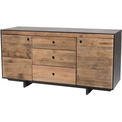 MACABANE Dressoir - Gerecycled dennenhout - 2 deuren 3 lades - Modern meubilair MACABANE Dressoir - Gerecycled dennenhout - 2 deuren 3 lades - Modern meubilair