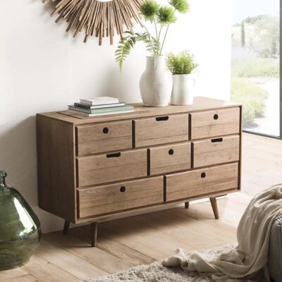 Macabane Andrew - 8-lade Kast - Bruin Hout - Scandinavisch Design Macabane Andrew - 8-lade Kast - Bruin Hout - Scandinavisch Design