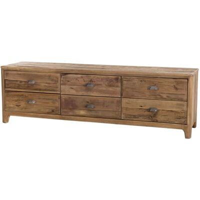 Macabane Andrian Gerecycled dennenhouten TV-meubel - 6 lades - Scandinavisch ontwerp Macabane Andrian Gerecycled dennenhouten TV-meubel - 6 lades - Scandinavisch ontwerp