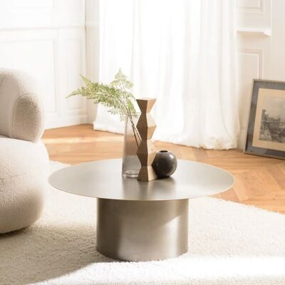 Generic - Table Basse Rond Acier Doré - 80x80x32 cm - Argent et Doré - Coffee Table - Publicité Generic - Table Basse Rond Acier Doré - 80x80x32 cm - Argent et Doré - Coffee Table - Publicité