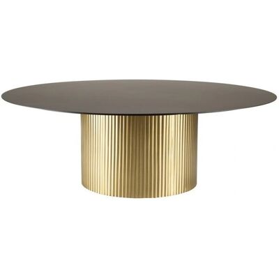 MACABANE Ronde Salontafel - 110x110cm Zwart en Goud Staal MACABANE Ronde Salontafel - 110x110cm Zwart en Goud Staal