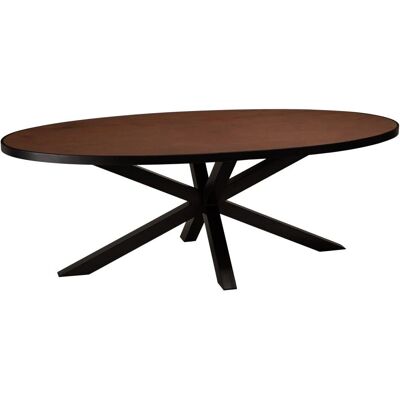 Macabane Basile - Table à manger effet rouille ovale - Publicité Macabane Basile - Table à manger effet rouille ovale - Publicité