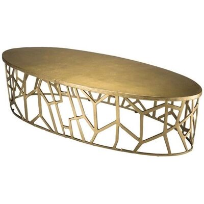 Macabane JONAS - Table basse ovale - Aluminium doré - 150x60cm - Publicité Macabane JONAS - Table basse ovale - Aluminium doré - 150x60cm - Publicité