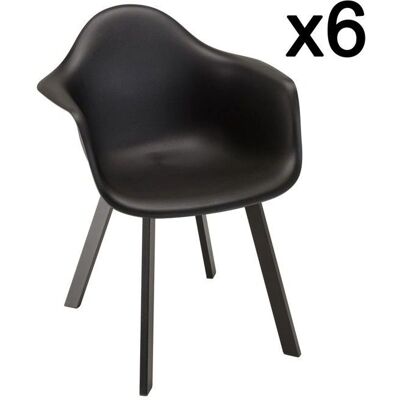 Macabane MALO - 6 Zwarte Tuinstoelen - Ronde Rugleuning Macabane MALO - 6 Zwarte Tuinstoelen - Ronde Rugleuning