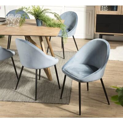 Macabane Augustin - Set van 2 blauwe fluwelen stoelen - Eetkamermeubilair Macabane Augustin - Set van 2 blauwe fluwelen stoelen - Eetkamermeubilair