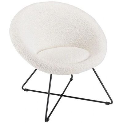 Macabane Albane - Fauteuil tissu bouclette blanc et pieds métalliques - Publicité Macabane Albane - Fauteuil tissu bouclette blanc et pieds métalliques - Publicité