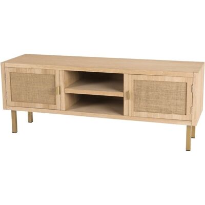 MACABANE Adele - Tv-kast met 2 Nissen en 2 Deuren - Natuurlijke Goudkleur MACABANE Adele - Tv-kast met 2 Nissen en 2 Deuren - Natuurlijke Goudkleur