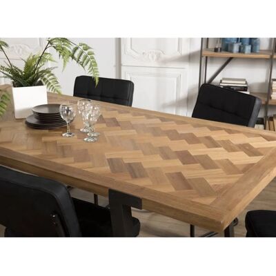 MACABANE Clemence - Table à manger bois et métal 220x100cm - Publicité MACABANE Clemence - Table à manger bois et métal 220x100cm - Publicité