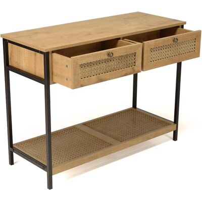 MACABANE Charlie - Console avec 2 tiroirs et étagère - Style vintage - Publicité MACABANE Charlie - Console avec 2 tiroirs et étagère - Style vintage - Publicité