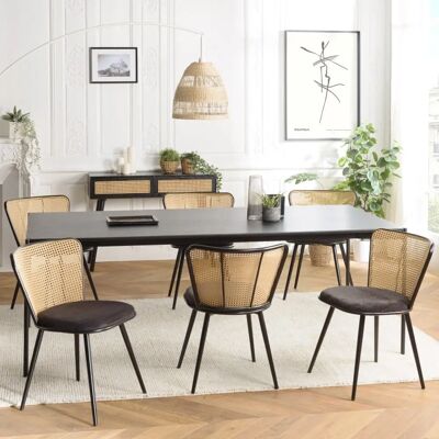 Macabane Lea - Set van 2 Zwarte Stoffeettafelstoelen Macabane Lea - Set van 2 Zwarte Stoffeettafelstoelen