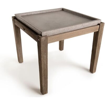 MACABANE Vierkante tuin bijzettafel - Beton en Acacia MACABANE Vierkante tuin bijzettafel - Beton en Acacia