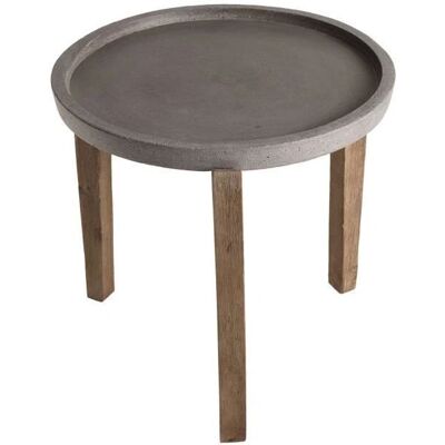 MACABANE Tuin Bijzettafel - Beton en Acaciahout - 50cm MACABANE Tuin Bijzettafel - Beton en Acaciahout - 50cm