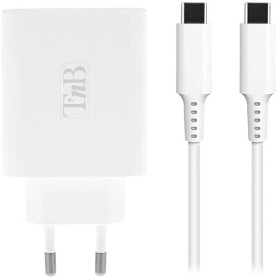 Cargador de Pared Blanco TnB 65W + Cable USB-C Cargador de Pared Blanco TnB 65W + Cable USB-C