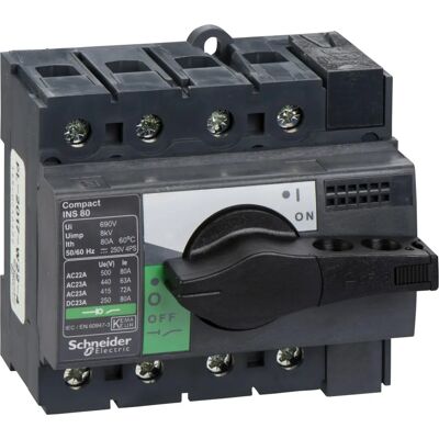 Schneider Electric - Kompakt Lasttrennschalter 80A 4P Schwarz 28905 - Schalter/Trennschalter Schneider Electric - Kompakt Lasttrennschalter 80A 4P Schwarz 28905 - Schalter/Trennschalter