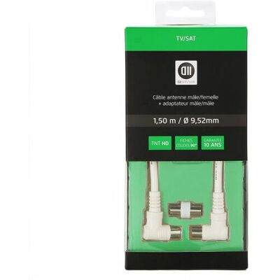 D2 Diffusion D2COAX150COU - Câble coaxial - 1,5 m, Blanc - Publicité D2 Diffusion D2COAX150COU - Câble coaxial - 1,5 m, Blanc - Publicité
