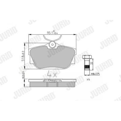 Jurid Rear Brake Pads - VW Transporter - 17.3mm - Disc Brake Jurid Rear Brake Pads - VW Transporter - 17.3mm - Disc Brake