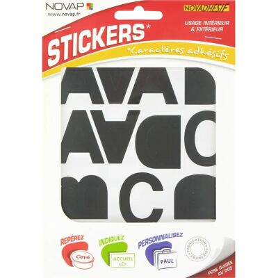 Autocollants de lettres noires Novap - 40mm pour intérieur et extérieur - Publicité Autocollants de lettres noires Novap - 40mm pour intérieur et extérieur - Publicité
