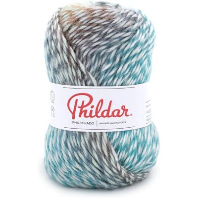Phildar - Mikado - Bleu clair et blanc - 100 g - Yarn - Publicité Phildar - Mikado - Bleu clair et blanc - 100 g - Yarn - Publicité