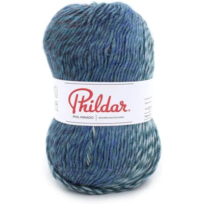 Phildar - Mikado - Bleu chiné - laine - Publicité Phildar - Mikado - Bleu chiné - laine - Publicité