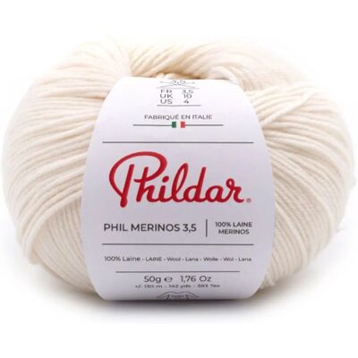 Phildar - Merinos 3,5 - écru - 50g - Yarn - Publicité Phildar - Merinos 3,5 - écru - 50g - Yarn - Publicité