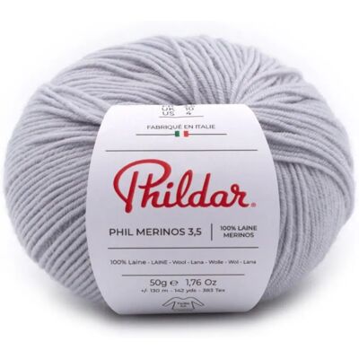 Phildar - Merinos 3,5 - Gris perle - 50 g - Laine - Publicité Phildar - Merinos 3,5 - Gris perle - 50 g - Laine - Publicité