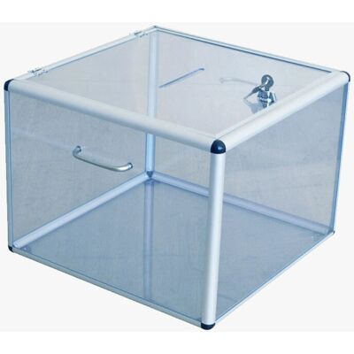 Viso URN400 Boîte de rangement - Aluminium, Perspex, Serrure à clé - Publicité Viso URN400 Boîte de rangement - Aluminium, Perspex, Serrure à clé - Publicité
