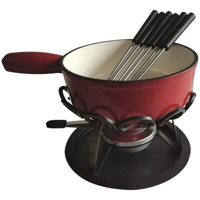 Table&cook Ensemble de Fondue Rouge 24cm en Fer Forgé - Set - Publicité Table&cook Ensemble de Fondue Rouge 24cm en Fer Forgé - Set - Publicité