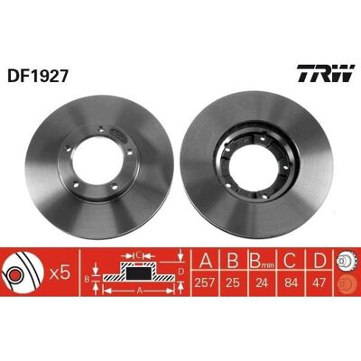 TRW Land Cruiser Prado 70 SUV, Hilux 5/6 Pick-up Ventilerad bromsskiva TRW Land Cruiser Prado 70 SUV, Hilux 5/6 Pick-up Ventilerad bromsskiva