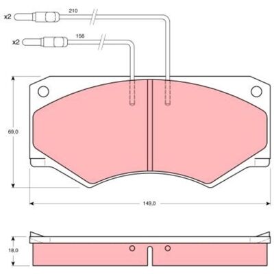 TRW GDB389 Bremsesko - Slidindikator, Foran, 149x69mm TRW GDB389 Bremsesko - Slidindikator, Foran, 149x69mm