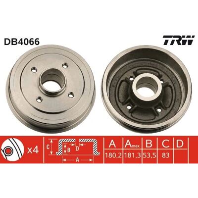TRW DB4066 Bremsedrums - Ydre diameter 191mm TRW DB4066 Bremsedrums - Ydre diameter 191mm
