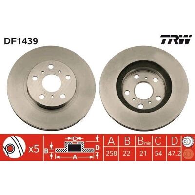 TRW DF1439 Αεριζόμενη δισκόφρενο για Toyota Celica IV TRW DF1439 Αεριζόμενη δισκόφρενο για Toyota Celica IV